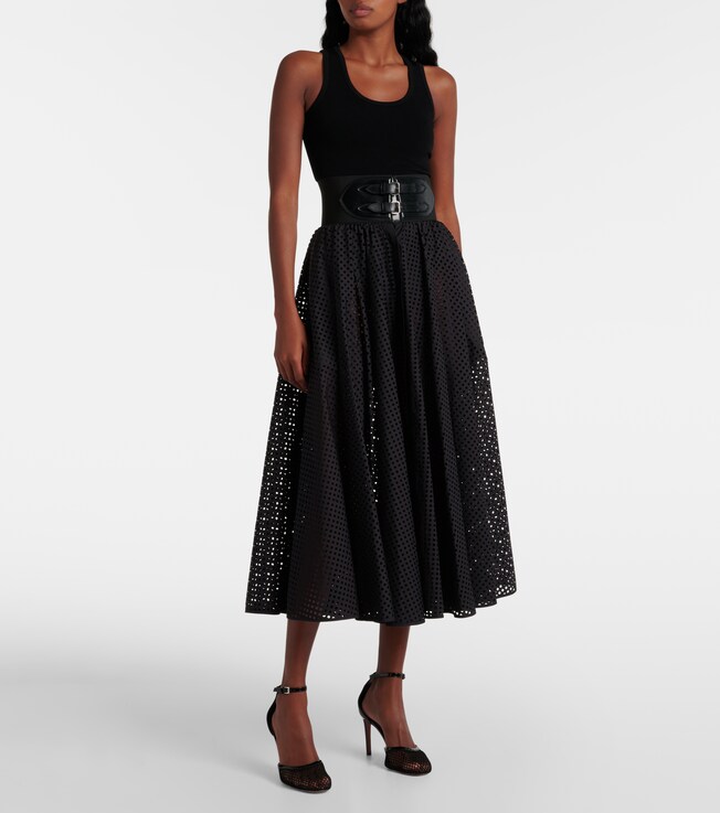 Alaïa Cotton-blend midi skirt