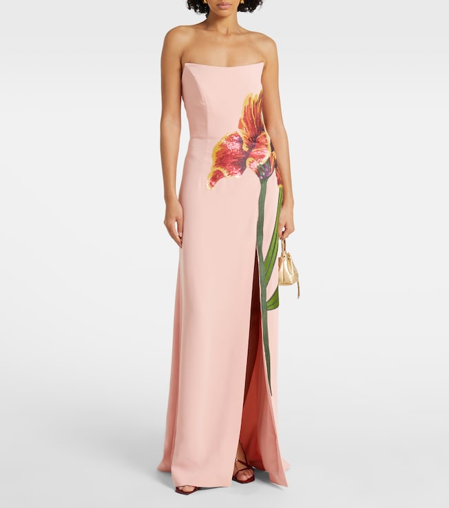 Costarellos Margita floral crêpe corset gown