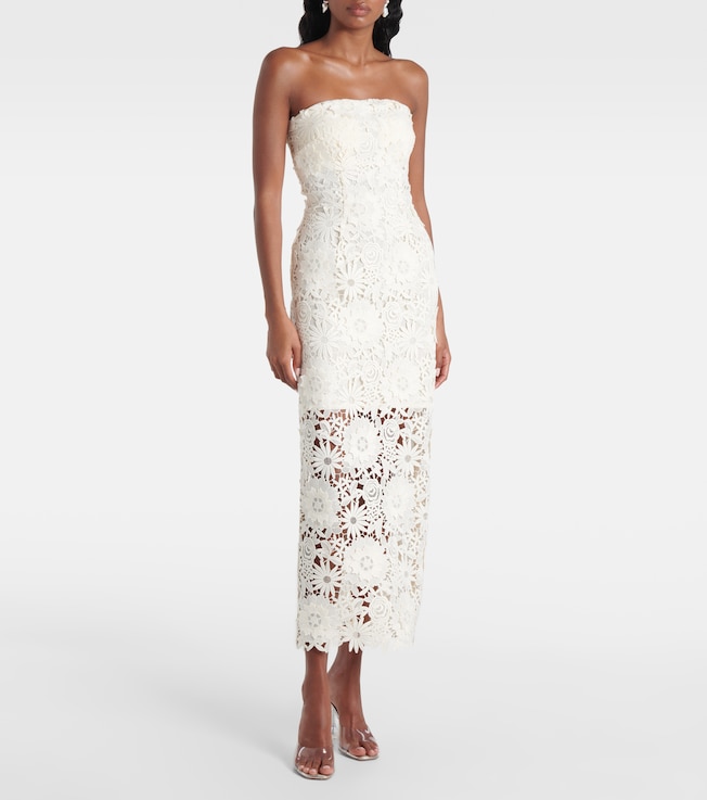 Rotate Bridal strapless lace midi dress