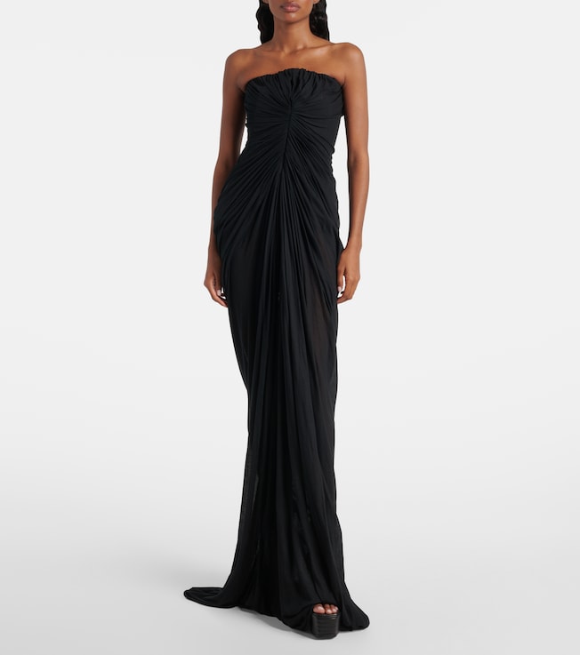 Rick Owens Radiance gathered cotton bustier gown