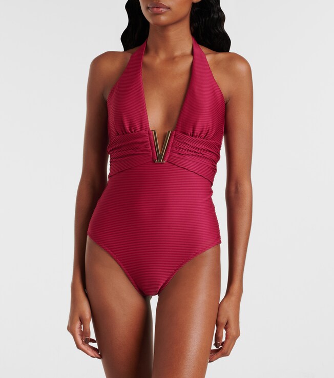 Heidi Klein Cassis halterneck ruched swimsuit