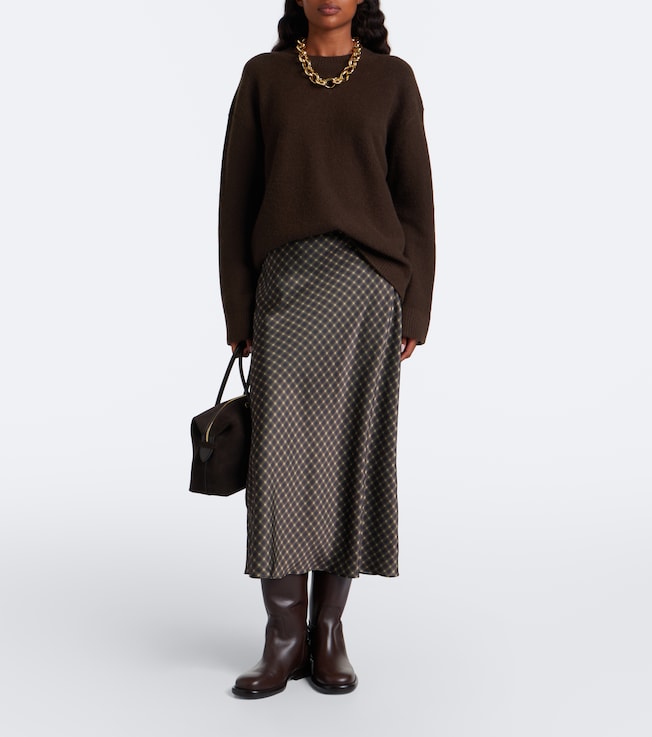 Vince Plaid satin slip skirt