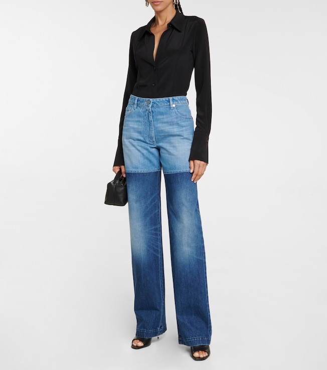 PETER DO Bicolor high-rise wide-leg jeans
