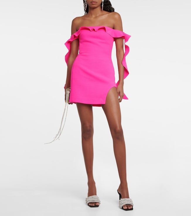 David Koma Ruffle-trimmed wool-blend minidress