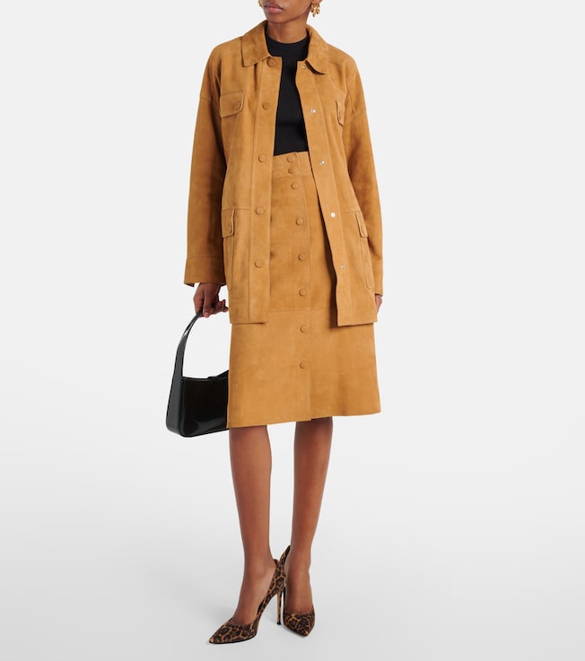 Yves Salomon High-rise leather midi skirt