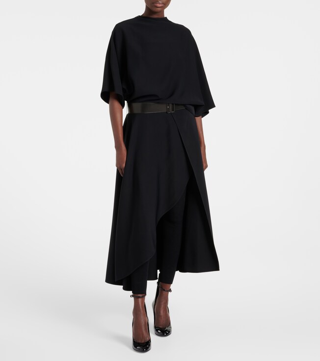 Alaïa Belted leather-trimmed midi dress