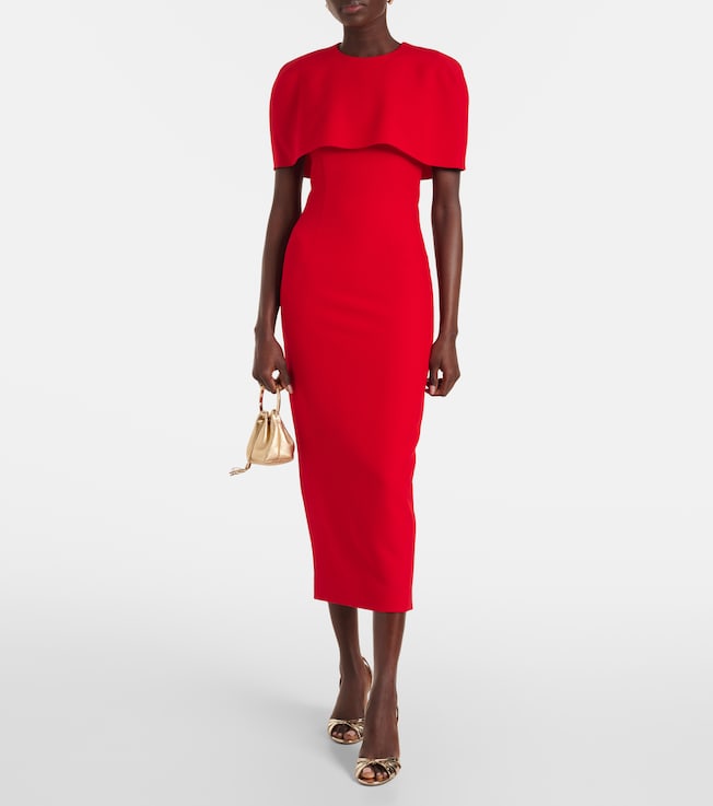 Roland Mouret Caped crêpe midi dress