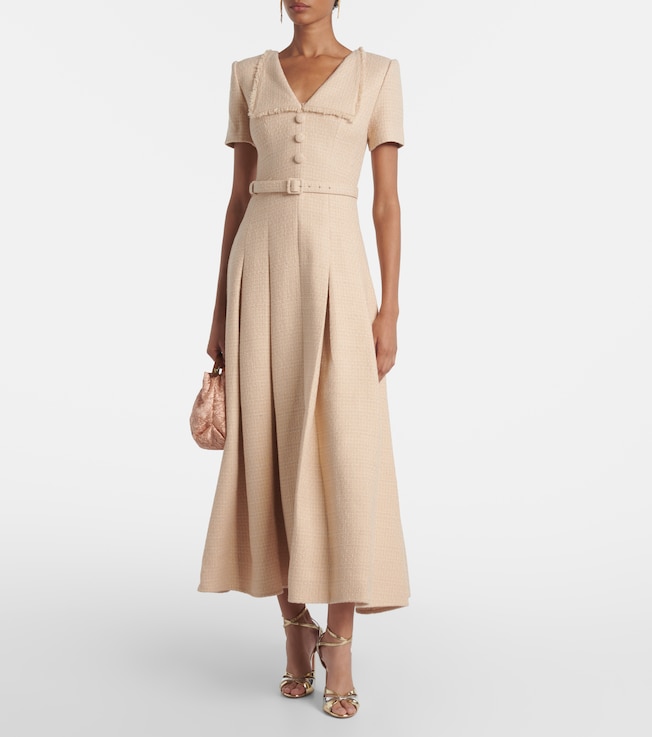 Roland Mouret Belted bouclé maxi dress