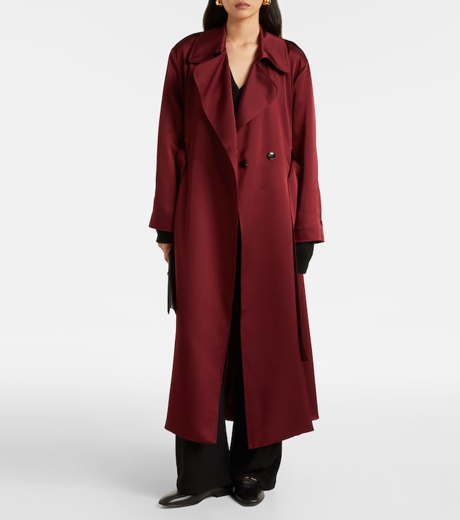 LESET Barb satin wrap coat