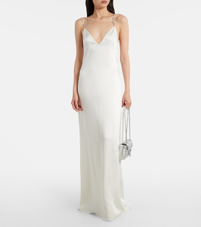 Gucci Horsebit embellished satin slip dress