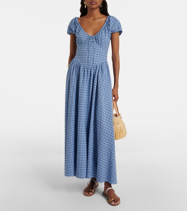 Edessa checked cotton maxi dress
