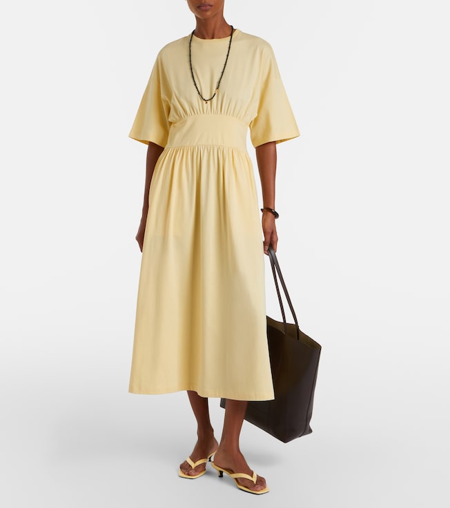 TOTEME Gathered cotton jersey midi dress