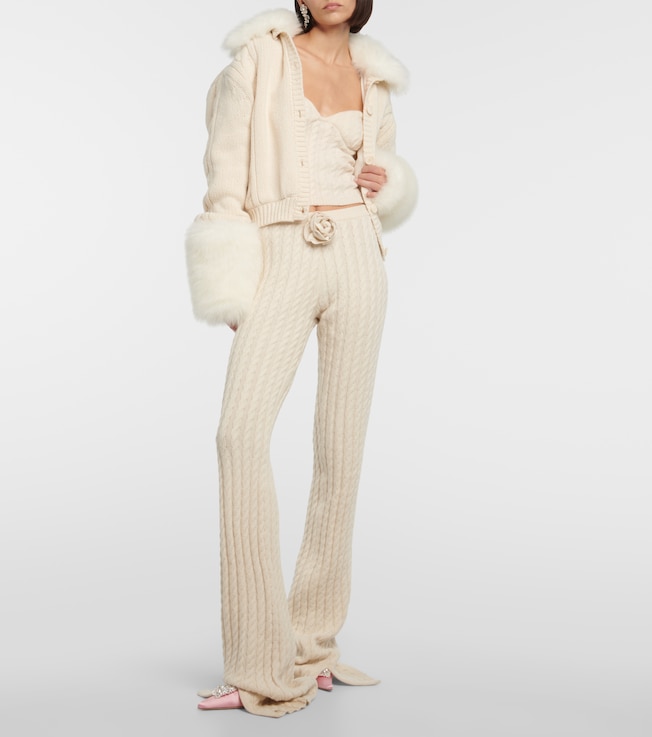 Magda Butrym Floral-appliqué split-hem flared pants
