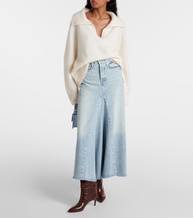7 For All Mankind High-rise denim maxi skirt