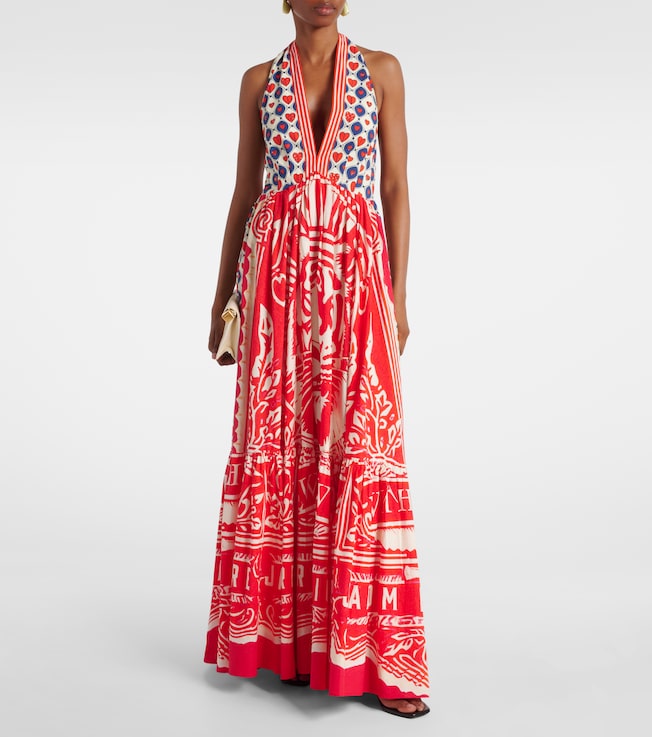 Camilla Halterneck cotton poplin maxi dress