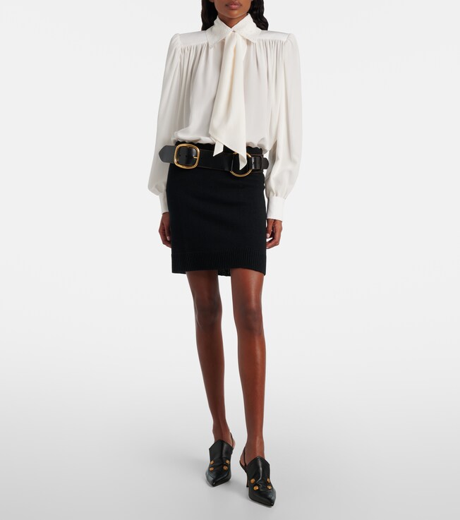 Chloé Ribbed-knit wool and cashmere miniskirt