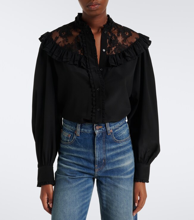 Chloé Lace-trimmed silk blouse