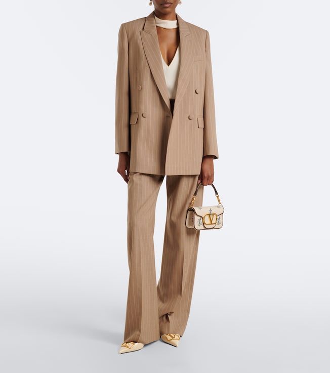 Valentino Pinstripe pleated wool wide-leg pants