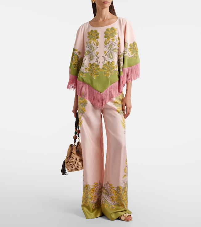 La DoubleJ Floral silk twill palazzo pants