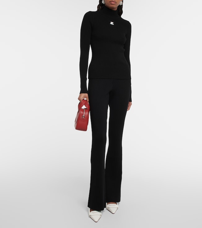 Courrèges Logo ribbed-knit turtleneck sweater