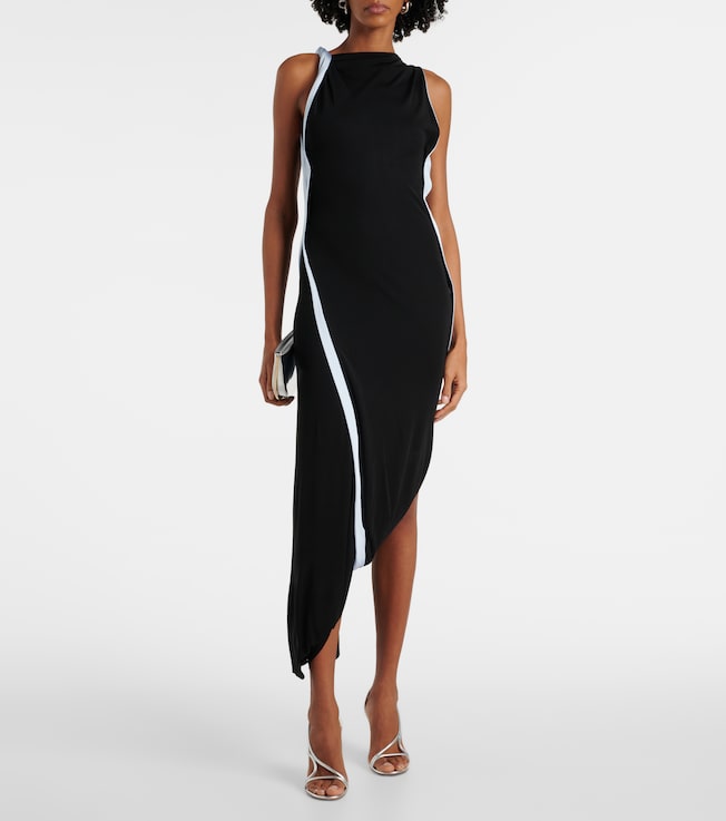 Victoria Beckham Asymmetric draped jersey midi dress