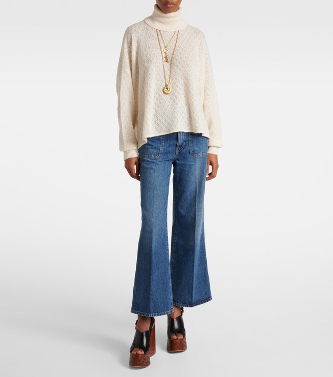 Chloé Pointelle wool-blend and silk turtleneck sweater