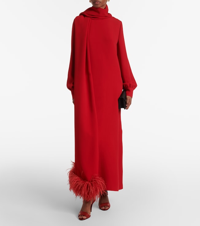 Valentino Cady Couture feather-trimmed gown