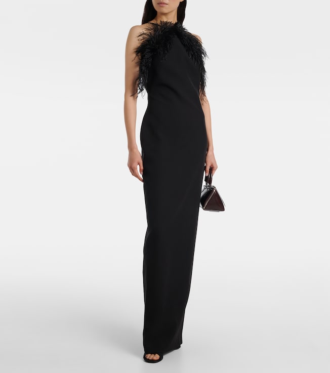 THE ATTICO Feather-trimmed gown