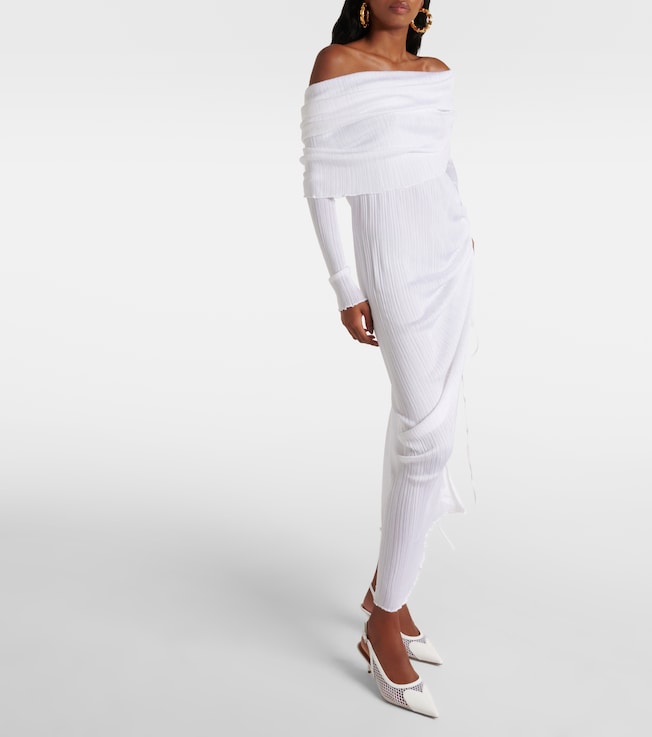 Alaïa Off-shoulder ruched maxi dress