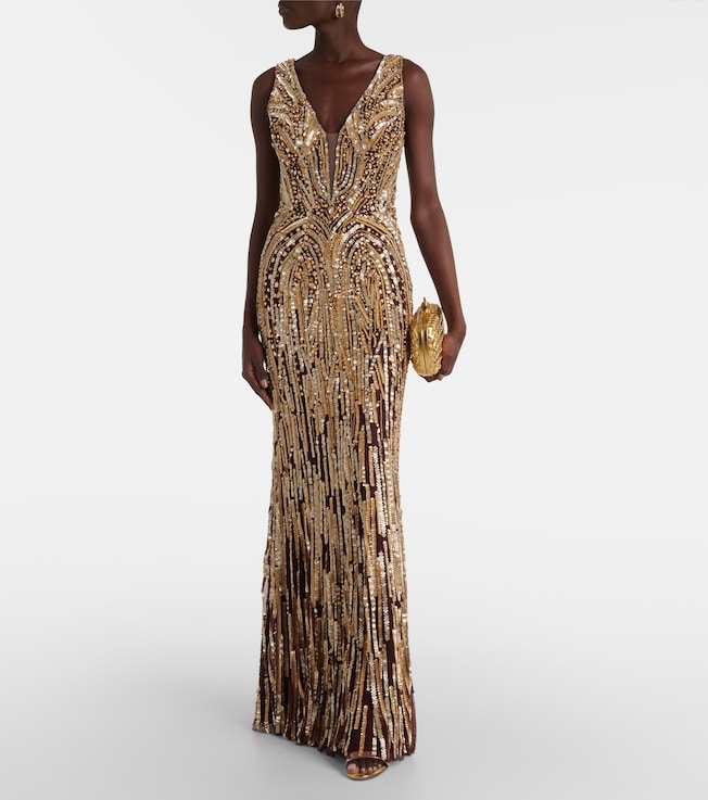 Jenny Packham Raquel sequined tulle gown