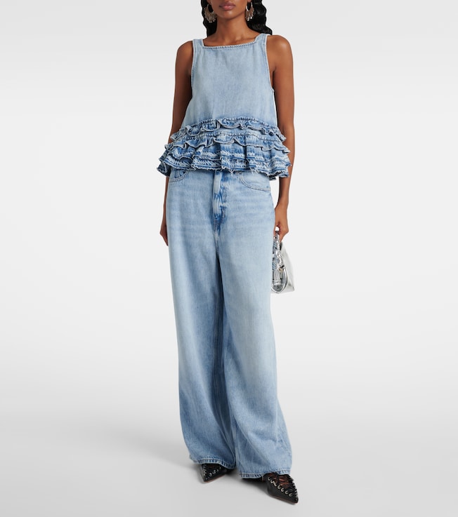 GANNI Mid-rise wide-leg jeans
