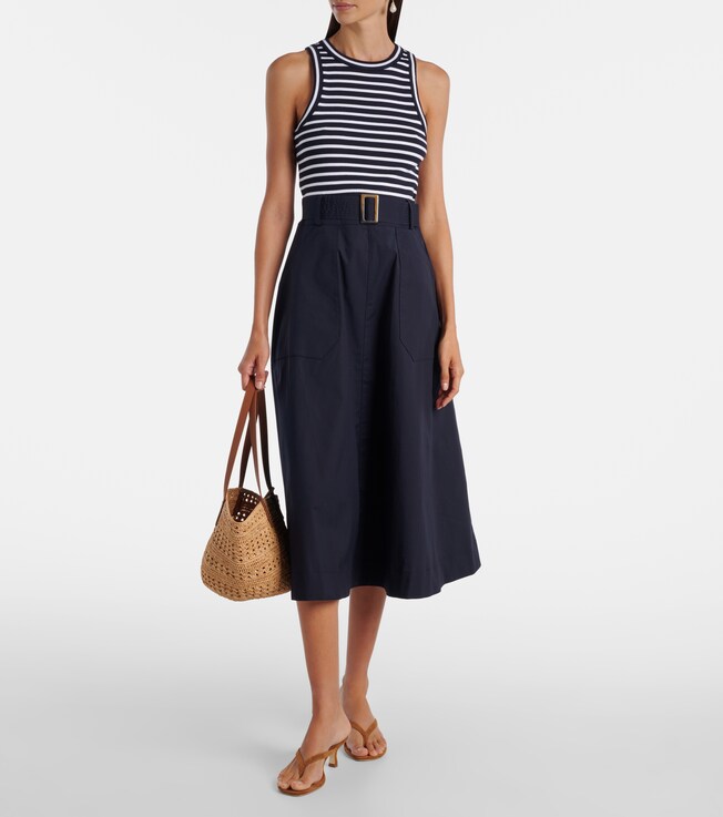 Veronica Beard Belted cotton-blend midi dress