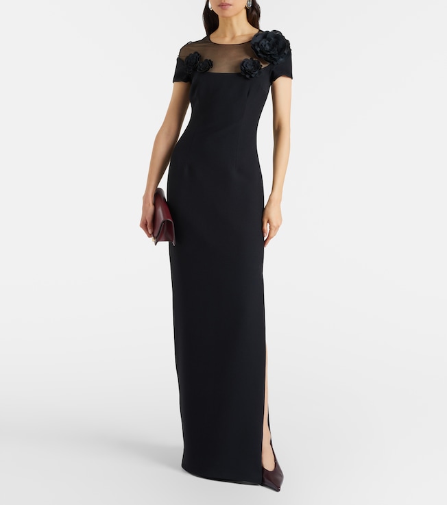 Safiyaa Noah floral-appliqué crêpe gown