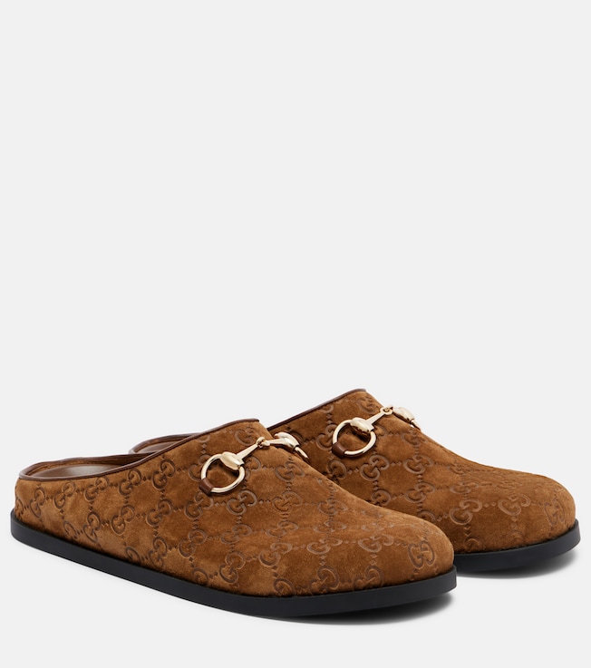 Gucci - Celia debossed suede mules | Plush