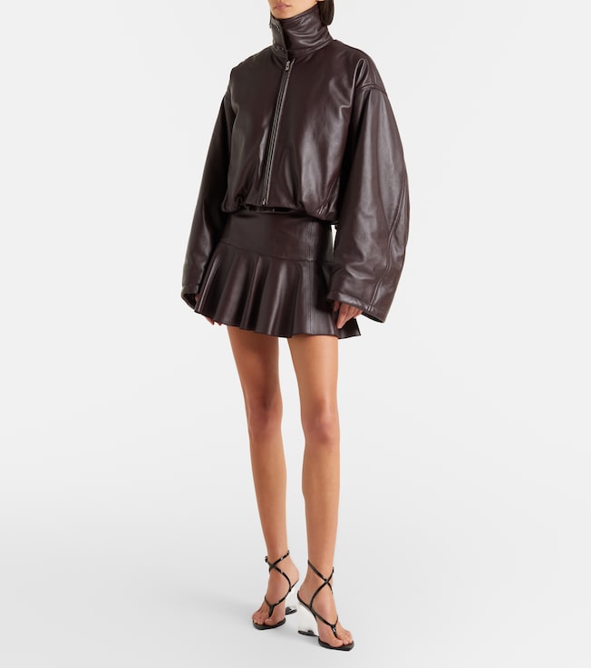 Alaïa Layered leather bomber jacket