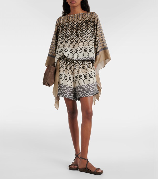 Brunello Cucinelli Printed silk shorts