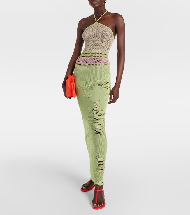 Roberta Einer Natalie halterneck cotton-blend maxi dress