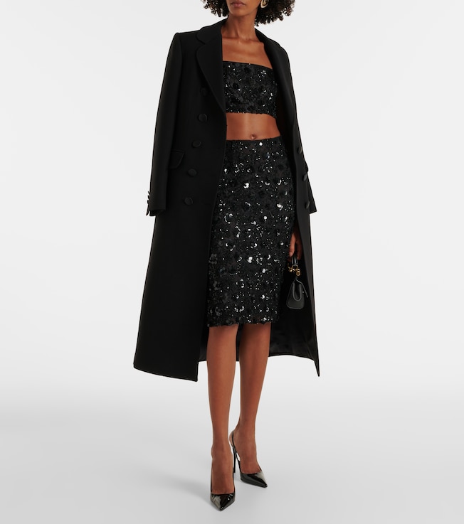 Dolce&Gabbana Floral-appliqué sequined pencil skirt
