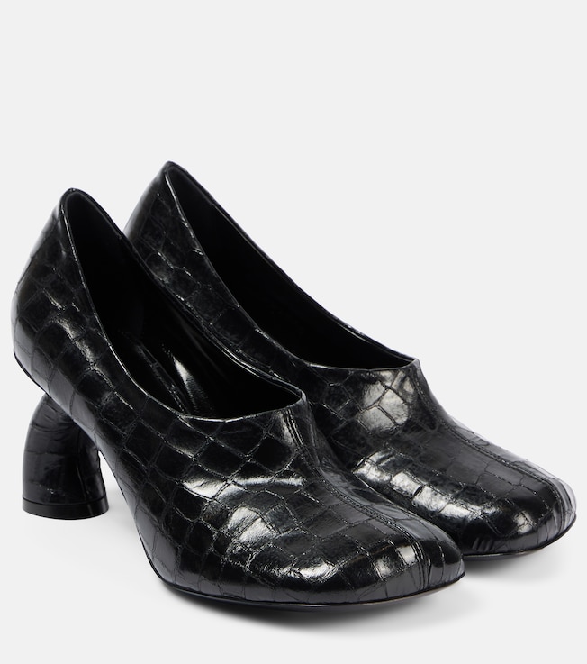 Dries Van Noten 75 croc-effect metallic leather pumps