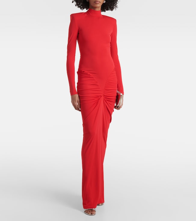 The New Arrivals Ilkyaz Ozel Darja ruched high-neck gown