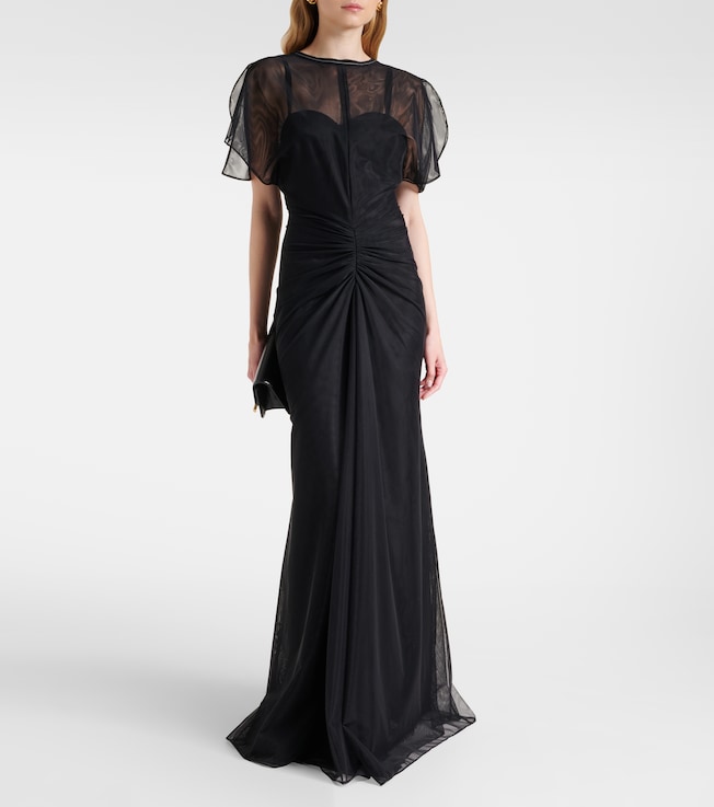 Victoria Beckham Bella gathered open back organza gown