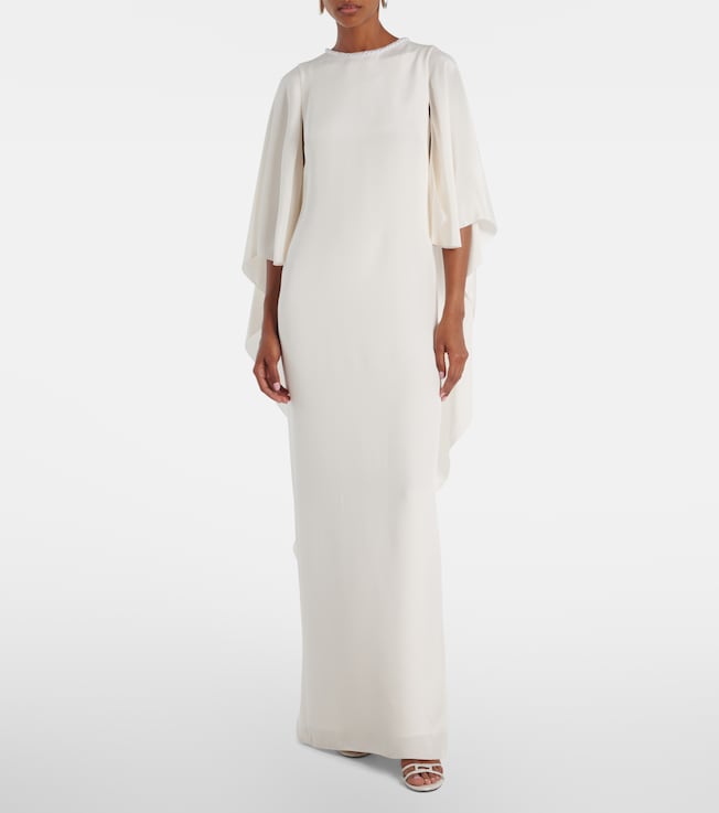 Max Mara Poker cape-detail silk gown