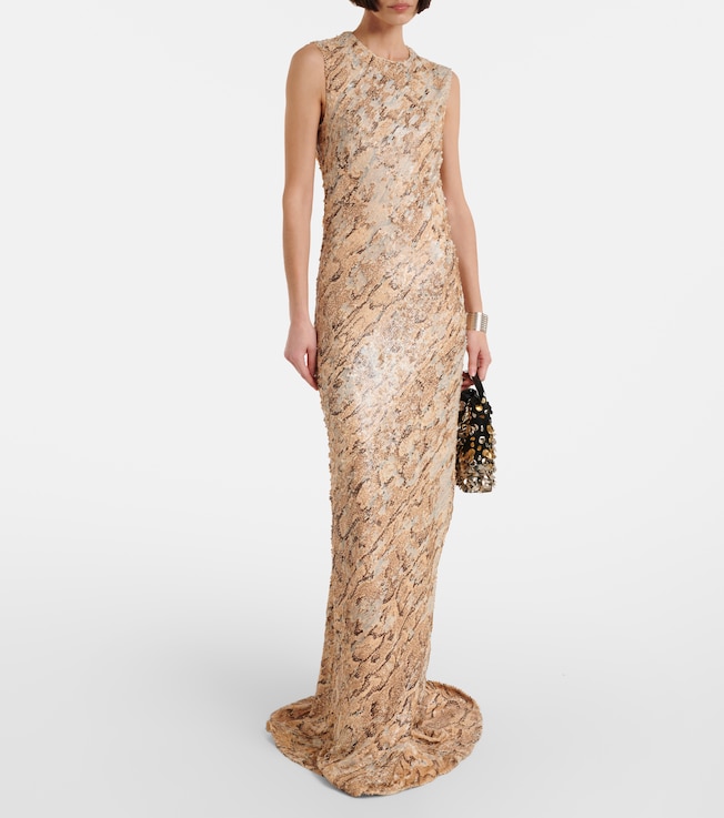 Dries Van Noten Sequined snake-effect gown