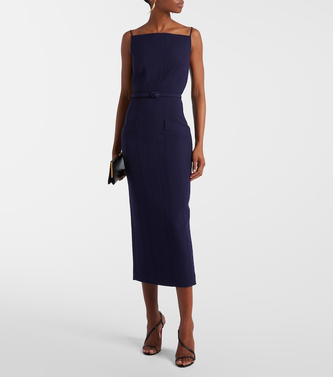 Roland Mouret Belted crêpe midi dress