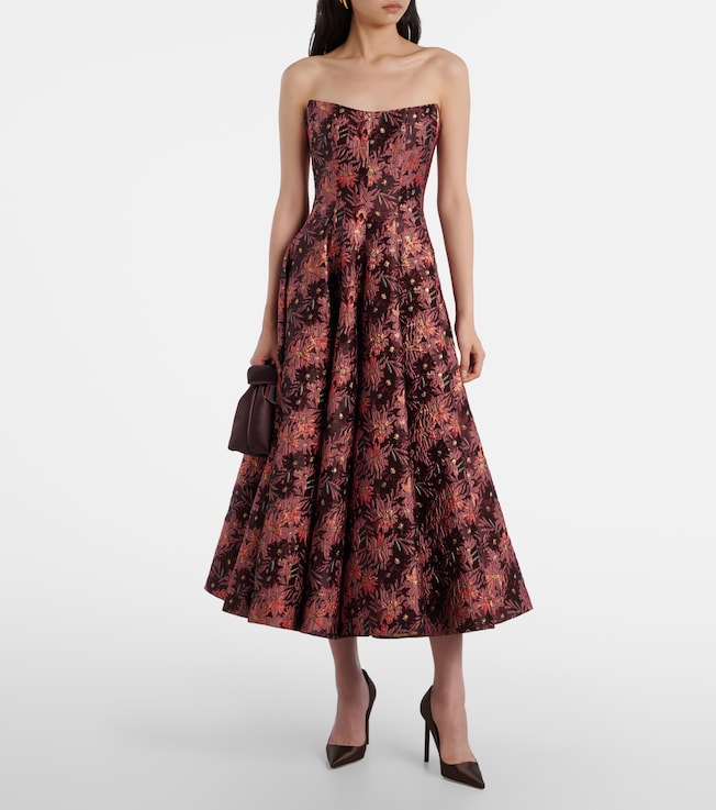 Markarian Rousseau floral brocade midi dress