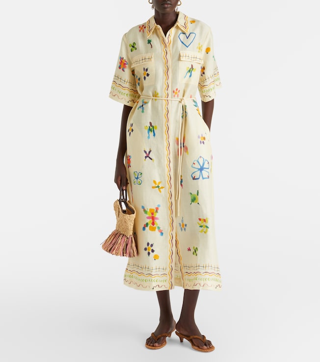 Alémais Sidi floral linen-blend shirt dress