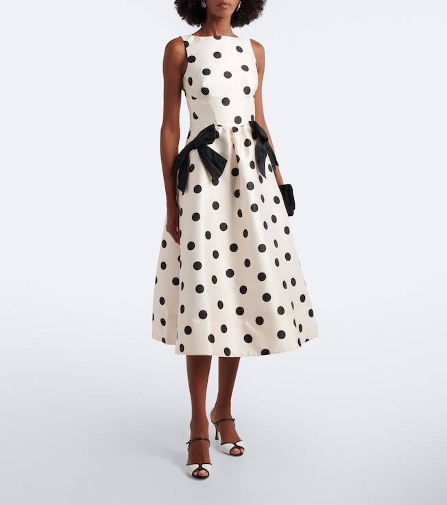 Rebecca Vallance Bow-detail polka-dot midi dress