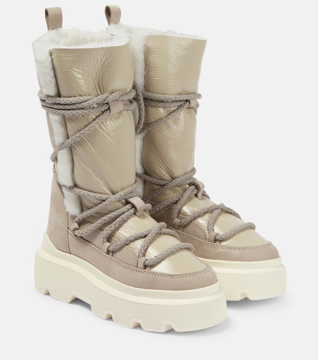 Inuikii Leather shearling-trimmed snow boots