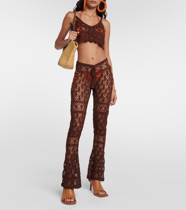 Anna Kosturova Mid-rise crochet cotton pants