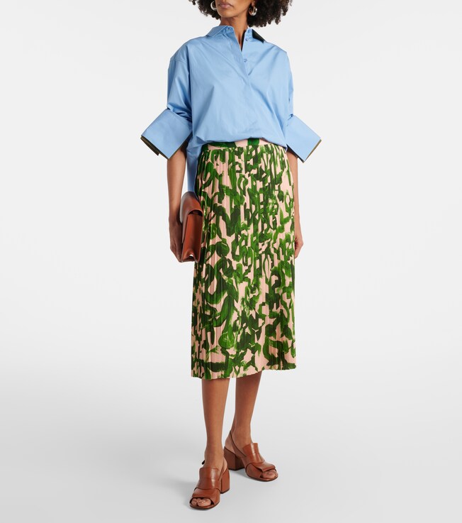 Dries Van Noten Printed pleated midi skirt